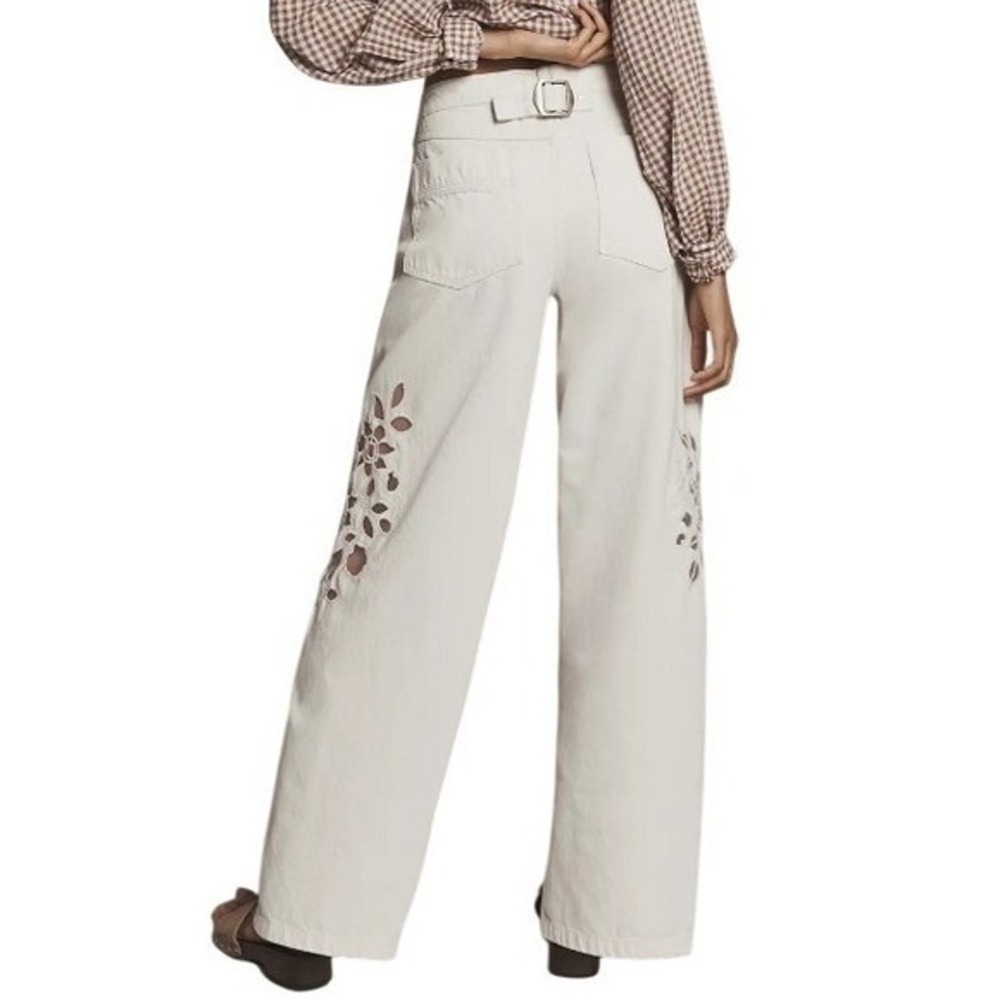 Anthropologie Pilcro Womens 30 Mid Rise Relaxed Tapered Jeans Floral Lasercut - Picture 2 of 15